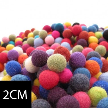 100% Wool Felt Balls - 2cm - Red - 20 Count / 100 Count